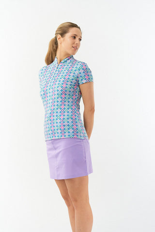 Pure Golf Rise Cap Sleeve Polo -Geo Flower