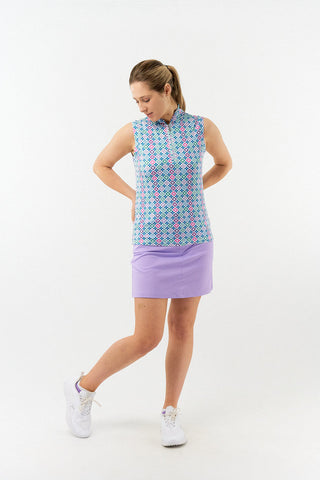 Pure Golf Rise Sleeveless Polo -Geo Flower