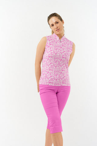 Pure Golf Rise Sleeveless Polo - Azalea Zebra