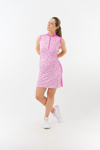 Pure Golf Ladies Stella Sleeveless Golf Dress- Azalea Zebra