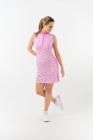 Pure Golf Ladies Stella Sleeveless Golf Dress- Azalea Zebra