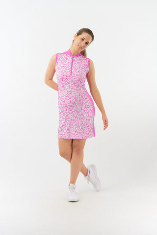 Pure Golf Ladies Stella Sleeveless Golf Dress- Azalea Zebra