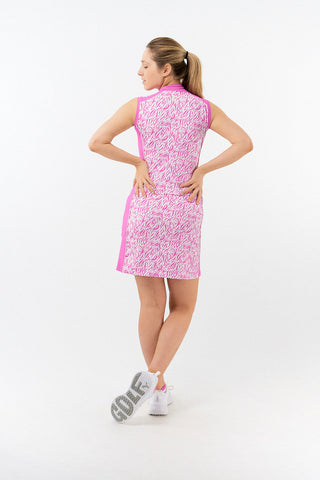 Pure Golf Ladies Stella Sleeveless Golf Dress- Azalea Zebra