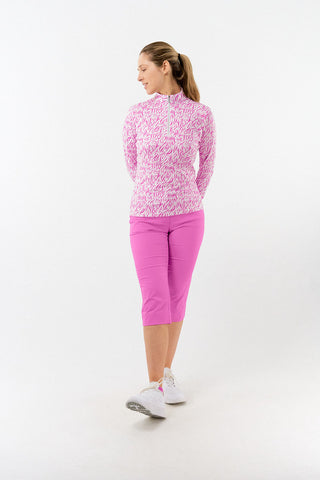 Pure Golf Serenity mid layer quarter zip top - Azalea Zebra