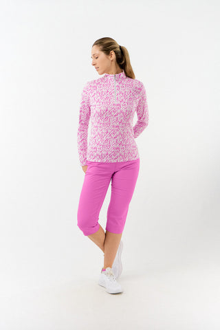 Pure Golf Serenity mid layer quarter zip top - Azalea Zebra