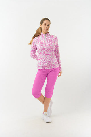 Pure Golf Serenity mid layer quarter zip top - Azalea Zebra