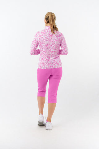 Pure Golf Serenity mid layer quarter zip top - Azalea Zebra