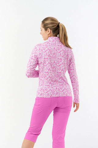 Pure Golf Serenity mid layer quarter zip top - Azalea Zebra