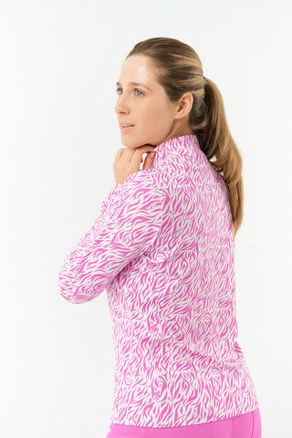 Pure Golf Serenity mid layer quarter zip top - Azalea Zebra