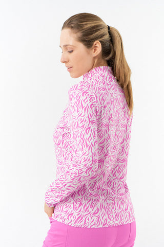 Pure Golf Serenity mid layer quarter zip top - Azalea Zebra