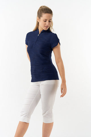 Pure Golf Cove Ladies Cap Sleeve Polo Shirt - Navy