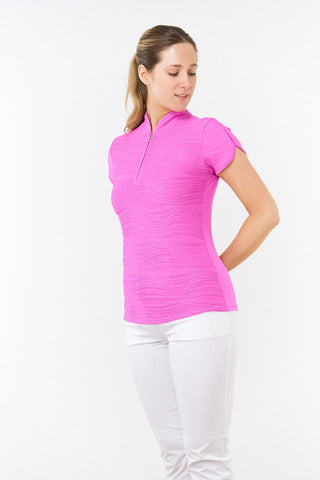 Pure Golf Cove Ladies Cap Sleeve Polo Shirt - Azalea