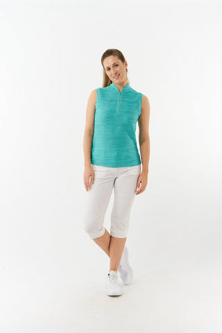 Pure Golf Cove Ladies Sleeveless Polo Shirt - Ocean Blue