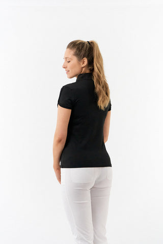 Pure Golf Olivia Ladies Cap Sleeve Polo Shirt - Black