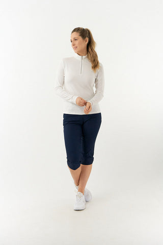Tranquillity Ladies Golf Mid Quarter Zip Polo - White