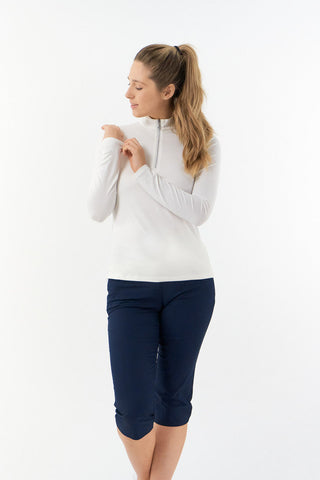 Tranquillity Ladies Golf Mid Quarter Zip Polo - White