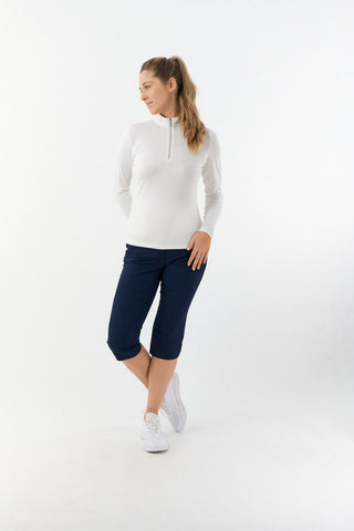 Tranquillity Ladies Golf Mid Quarter Zip Polo - White
