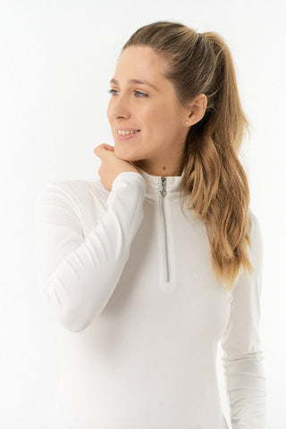 Tranquillity Ladies Golf Mid Quarter Zip Polo - White