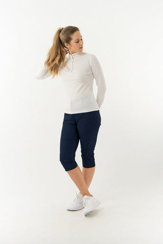 Tranquillity Ladies Golf Mid Quarter Zip Polo - White