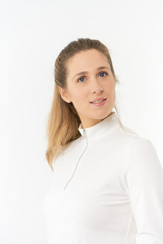 Tranquillity Ladies Golf Mid Quarter Zip Polo - White