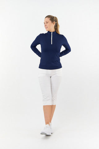 Tranquillity Ladies Golf Mid Quarter Zip Polo - Navy