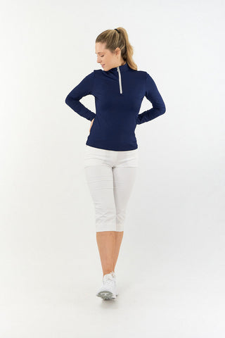 Tranquillity Ladies Golf Mid Quarter Zip Polo - Navy