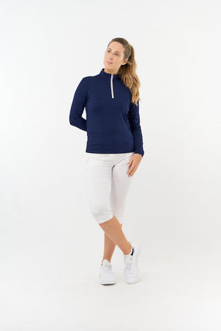 Tranquillity Ladies Golf Mid Quarter Zip Polo - Navy