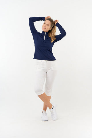 Tranquillity Ladies Golf Mid Quarter Zip Polo - Navy