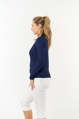 Tranquillity Ladies Golf Mid Quarter Zip Polo - Navy