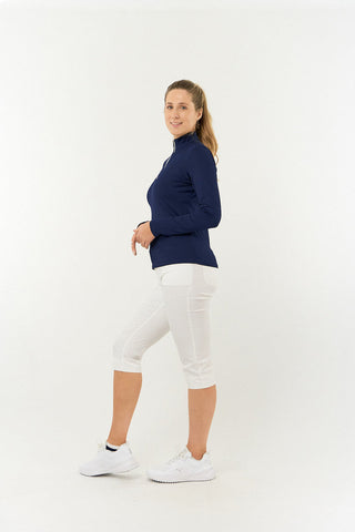 Tranquillity Ladies Golf Mid Quarter Zip Polo - Navy