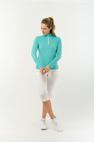 Tranquillity2 Ladies Mid Layer Zip Golf Top - Ocean