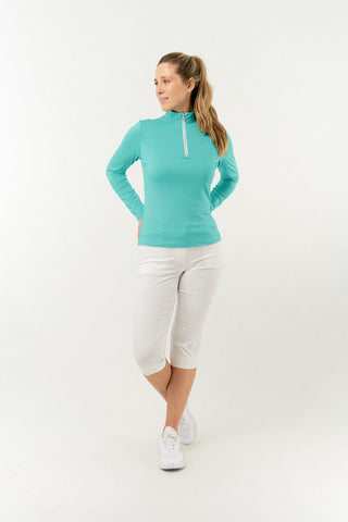 Tranquillity2 Ladies Mid Layer Zip Golf Top - Ocean