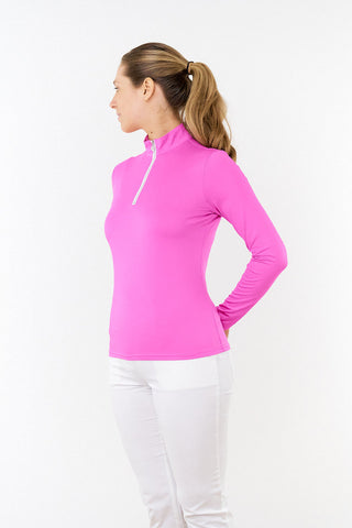 Tranquillity2 Ladies Mid Layer Zip Golf Top - Azalea Pink