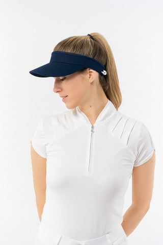NSCO- Telephone Wire Ladies Golf Visor with Ball Marker -  Navy