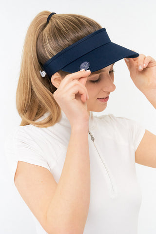 NSCO- Telephone Wire Ladies Golf Visor with Ball Marker -  Navy