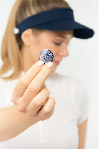 NSCO- Telephone Wire Ladies Golf Visor with Ball Marker -  Navy