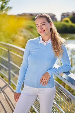 Nivo Ladies Nicole V-Neck Sweater - Gentle Blue