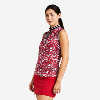 Nivo Vivia Mock Sleeveless Ladies Golf Top - Red