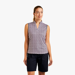 Nivo Vivia Mock Sleeveless Ladies Golf Top - White & Navy