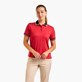 Nivo Lorraine Ladies Short Sleeve Golf Polo - Chinese Red