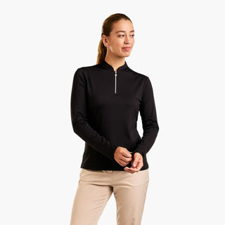 Nivo Leda Mock Long Sleeve Golf Top - Black