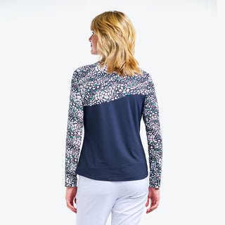 Nivo Ladies Lolita Long Sleeve Liv Cool Mock - Navy/White