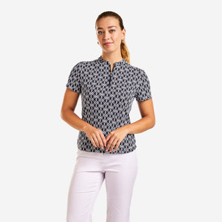 Nivo Lynda Cap Sleeve Polo - Navy & White