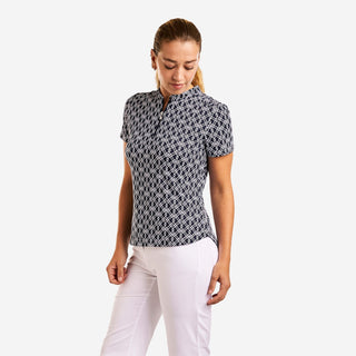 Nivo Lynda Cap Sleeve Polo - Navy & White