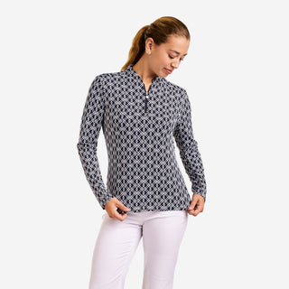 Nivo Lolita Long Sleeve Top - Navy & White