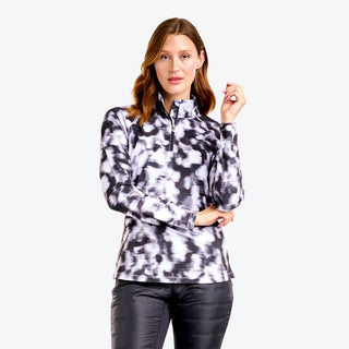 Nivo Ladies Dallas Long Sleeve Golf Mock - Black White