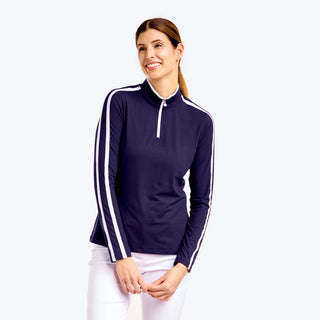 Nivo Ladies Dottie Mock Long Sleeve Golf Top - Navy