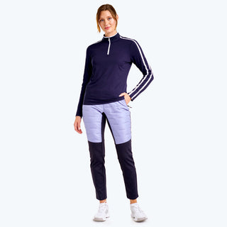 Nivo Ladies Dottie Mock Long Sleeve Golf Top - Navy