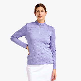 Nivo Ladies Dyna Long Sleeve Golf Mock - Pansy Garden
