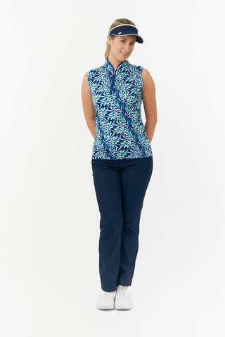 Pure Golf Rise Sleeveless Polo Shirt - Floating Palms Yale